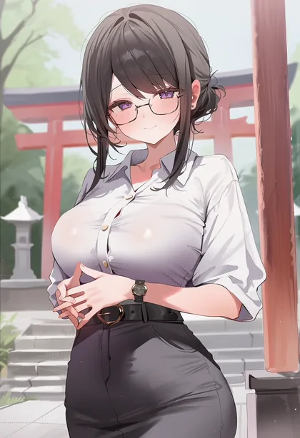 신사 도리이 앞의 카에데